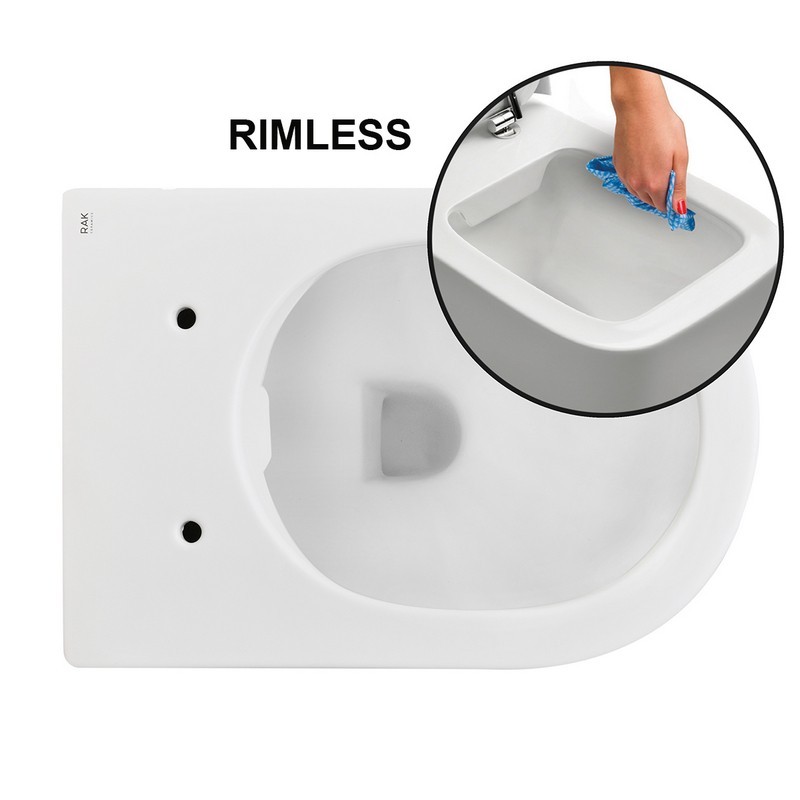 Vaso filo muro feeling rimless nero opaco Rak Ceramics 182-F400-NM