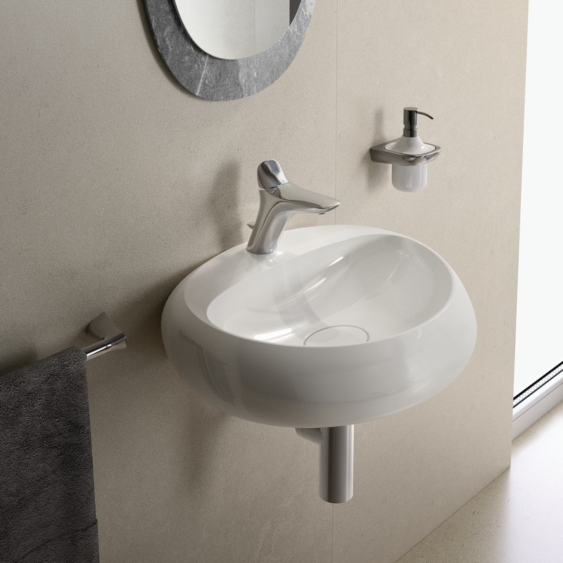 Lavabo sospeso cloud L 55 cm bianco opaco Rak Ceramics 182-P100-BM55