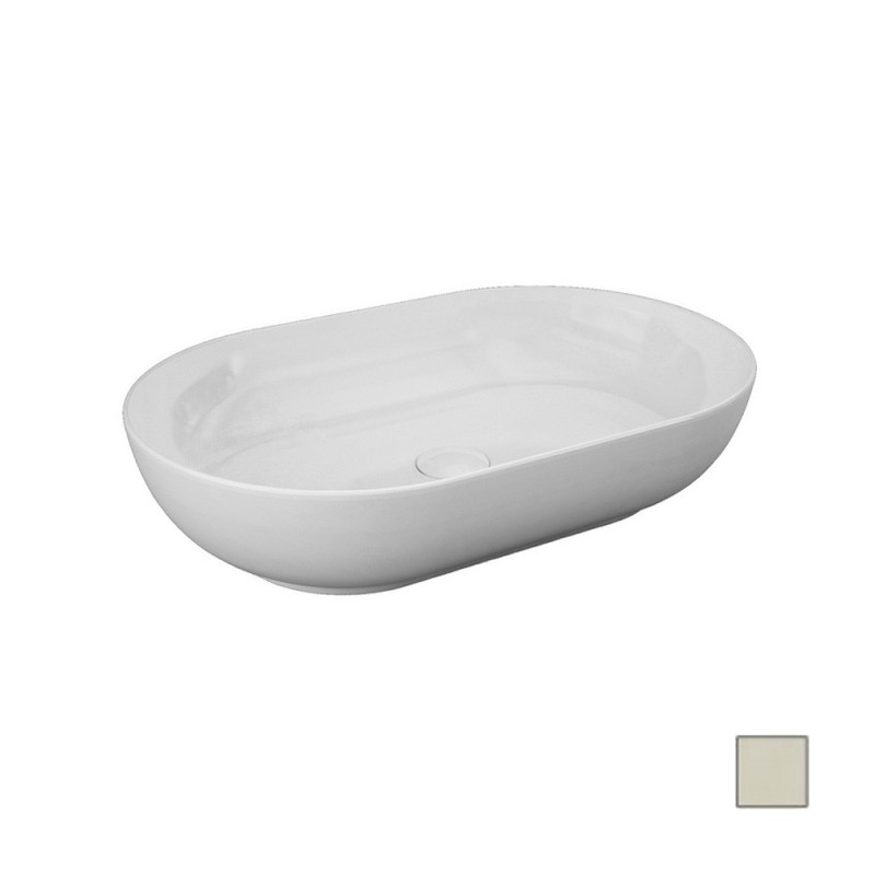 Lavabo da appoggio ovale feeling beige opaco Rak Ceramics 182-F112-EM