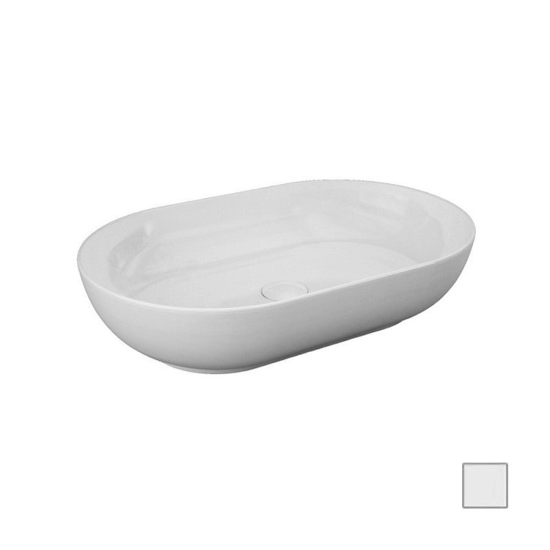 Lavabo da appoggio ovale feeling bianco opaco Rak Ceramics 182-F112-BM