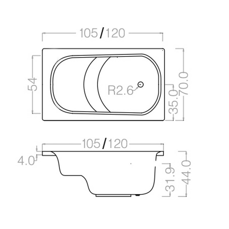 Guscio vasca con seduta 120 x 70 cm  101-6021-70120