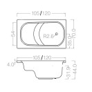 Guscio vasca con seduta 120 x 70 cm  101-6021-70120