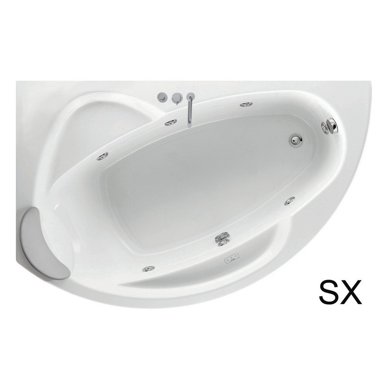 Vasca angolare 165x85 cm versione sx asimmetrica semicircolare serie Vogue Novel 101-8620-STSX