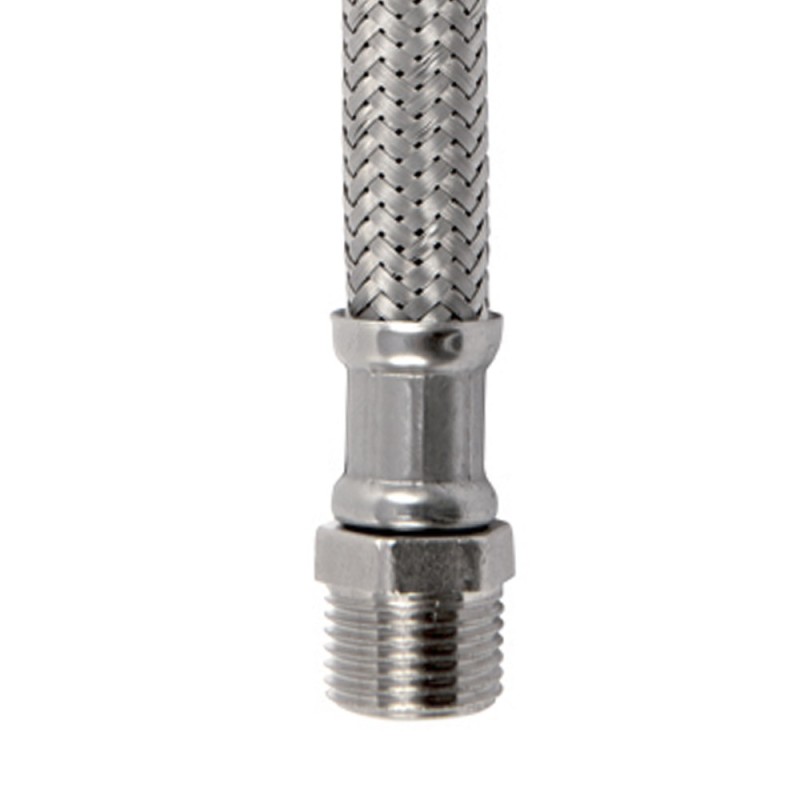 Flessibile in acciaio inox 1/2" m - 3/4" f con curva Idrobric H0229CAXX