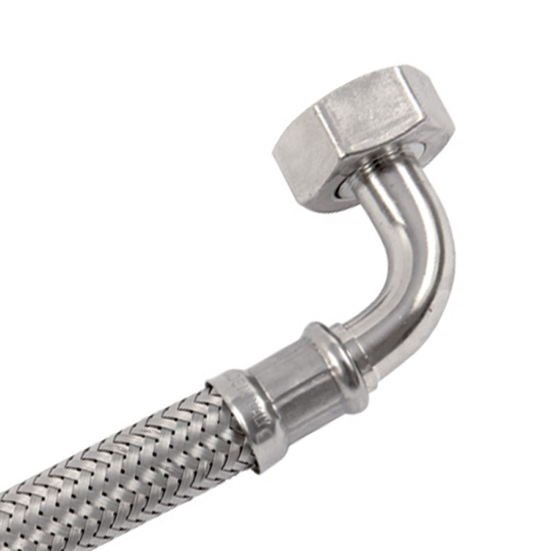 Flessibile in acciaio inox 1/2" m - 3/4" f con curva Idrobric H0229CAXX