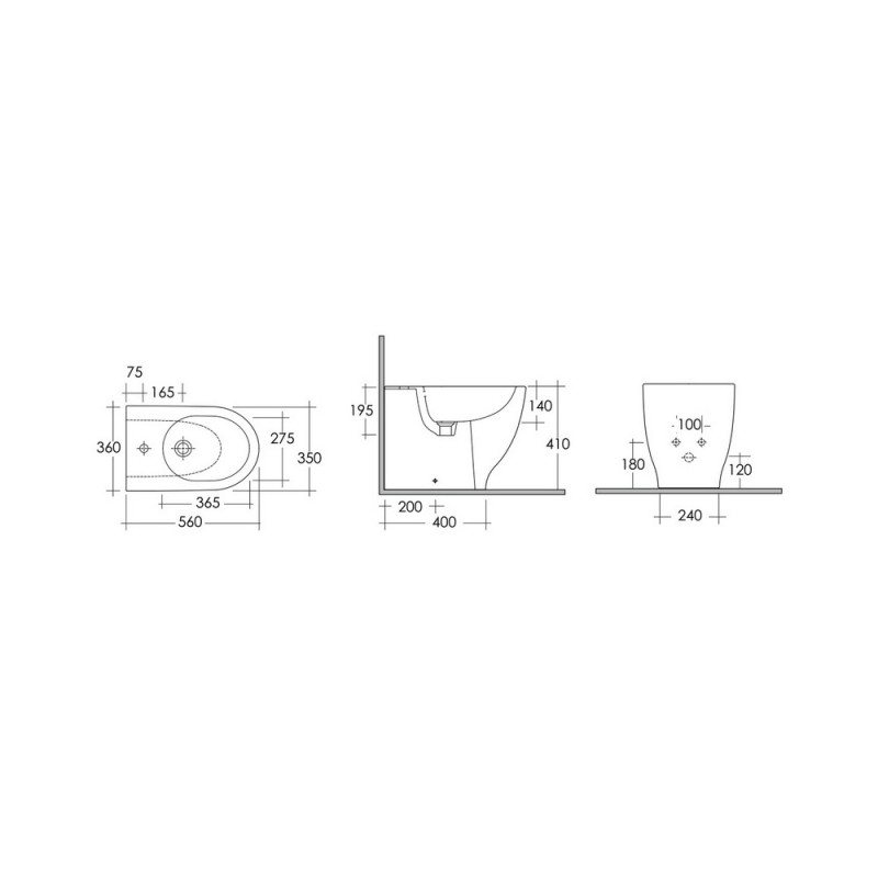 Bidet moon filo muro Rak Ceramics 182-S300-R Bidet moon filo muro Rak Ceramics 182-S300-R