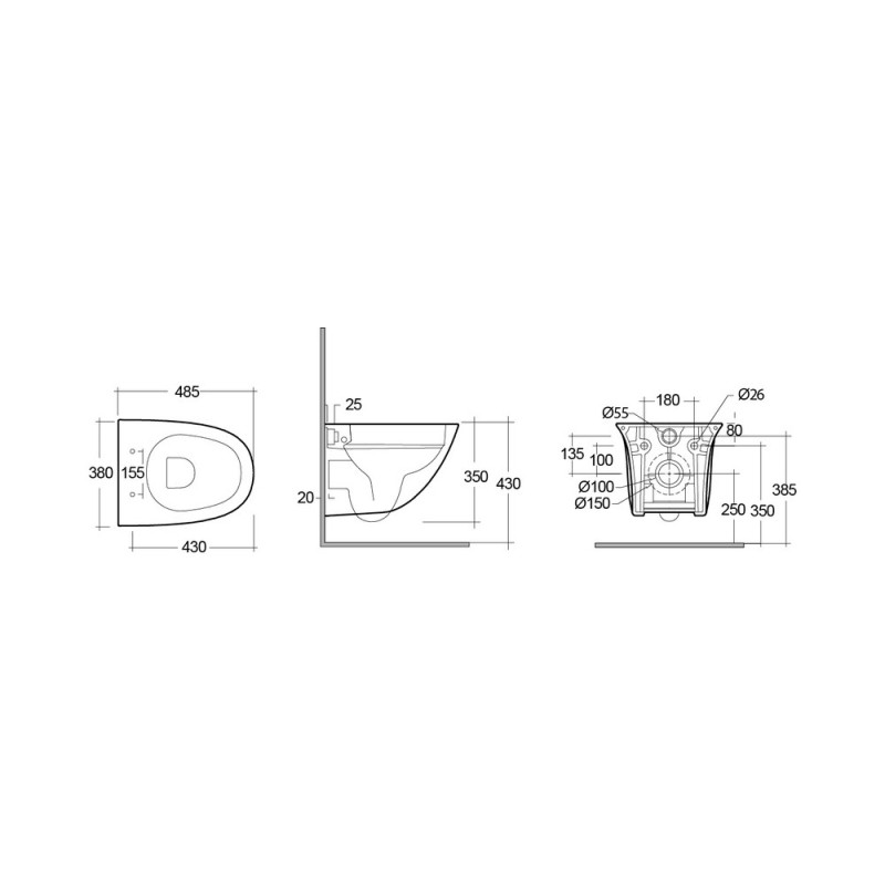 Vaso sospeso sensation rimless cm 48 fissaggio nascosto Rak Ceramics 182-U411 Vaso sospeso sensation rimless cm 48 fissaggio nascosto Rak Ceramics 182-U411