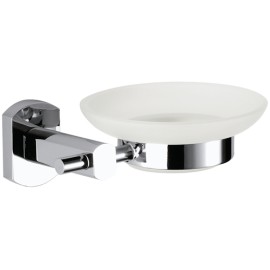 Portasapone da muro in vetro sabbiato con supporto cromato - serie forma Remer FR10