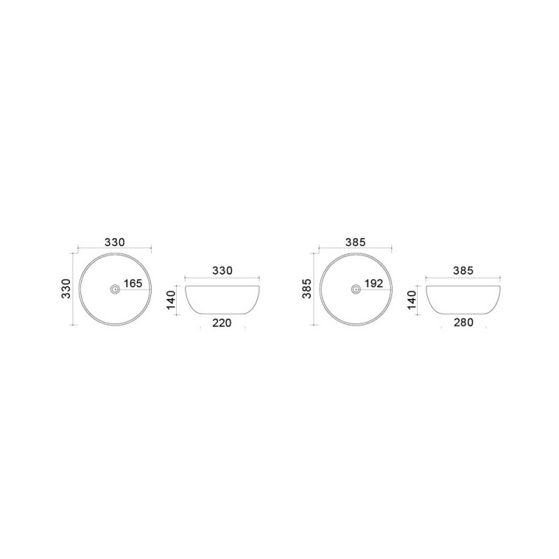 Lavabo d'appoggio D33 cm sabbia slim serie 1 LINPH 185-LVA01-SB330