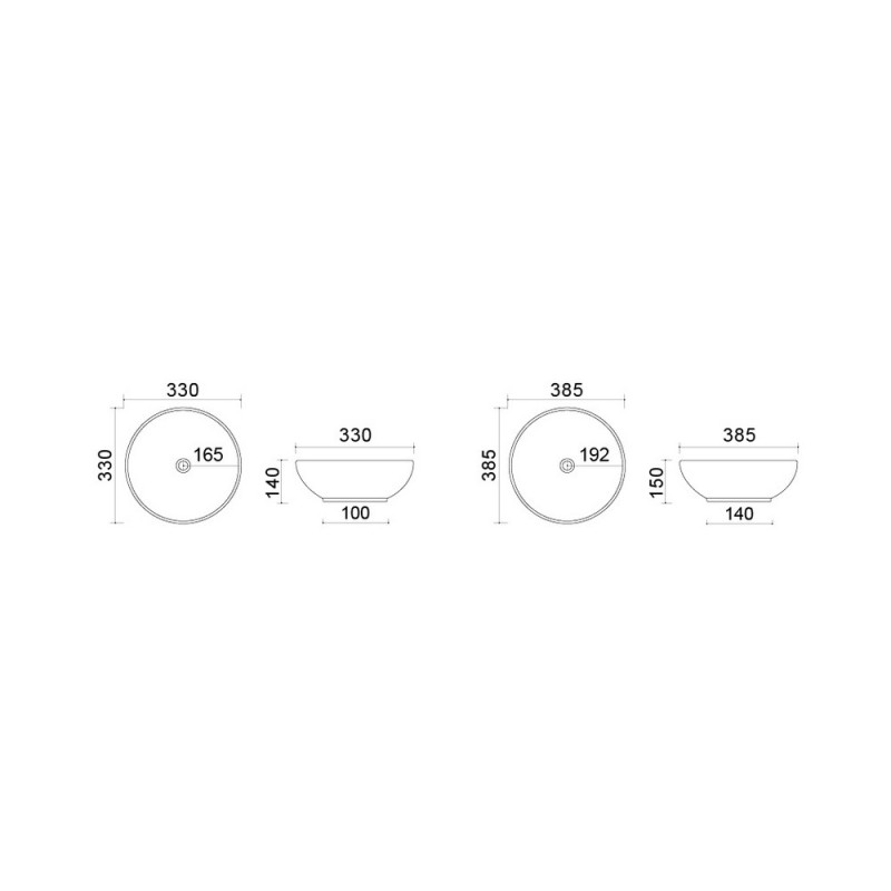 Lavabo d'appoggio D38,5 cm bianco slim serie 2 LINPH 185-LVA02-BI385 Lavabo d'appoggio D38,5 cm bianco slim serie 2 LINPH 185-LVA02-BI385