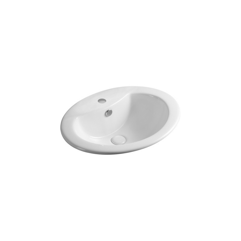 Lavabo sopra-piano bianco con foro rubinetto ls66 cm 56 x 46 LINPH 185-LS66