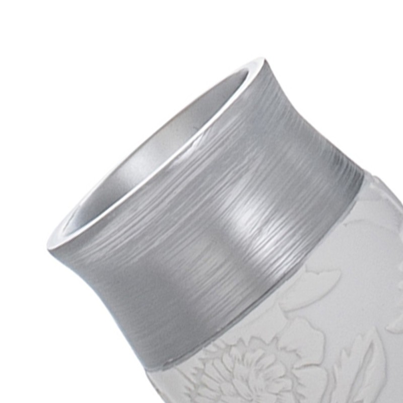 Bicchiere bianco/argento in resina - serie damasco Aquasanit QD6100WK