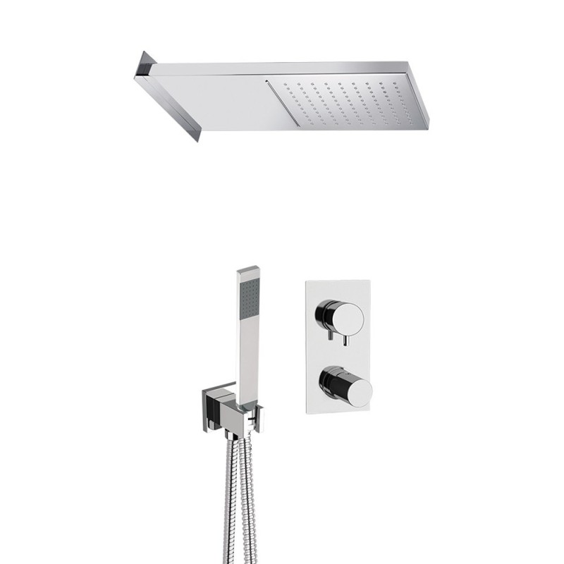 Set doccia con soffione a parete 50x20 in acciaio inox serie 5th Avenue Mariani Rubinetterie 17BAV5P3SR003