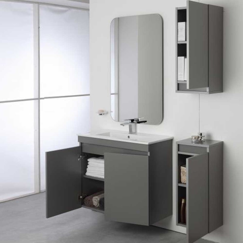 Composizione bagno 80x37 cm sospesa 2 ante grey pastello Feridras 803005