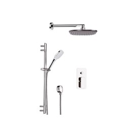 Set doccia con miscelatore, soffione quadro 20x20 e saliscendi - Serie Tiara Daniel Rubinetterie TA614Z