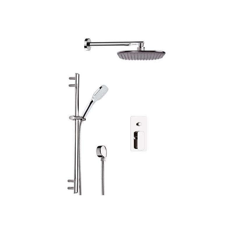 Set doccia con miscelatore, soffione quadro 20x20 e saliscendi - Serie Tiara Daniel Rubinetterie TA614Z