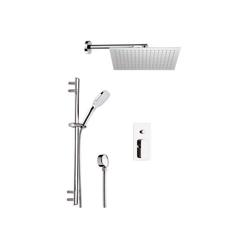 Set doccia con miscelatore, soffione quadro ultra piatto 33x22 cm e saliscendi - Serie Tiara Daniel Rubinetterie TA614ZB