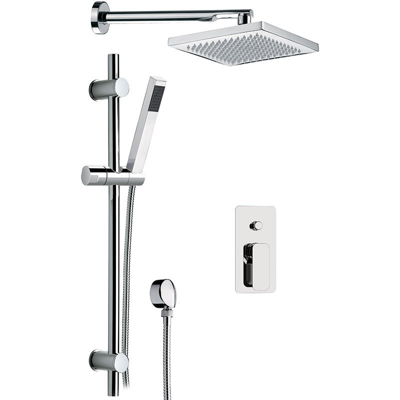 Set doccia con miscelatore, doccino, soffione quadrati e saliscendi - Serie Tiara Daniel Rubinetterie TA614ZO