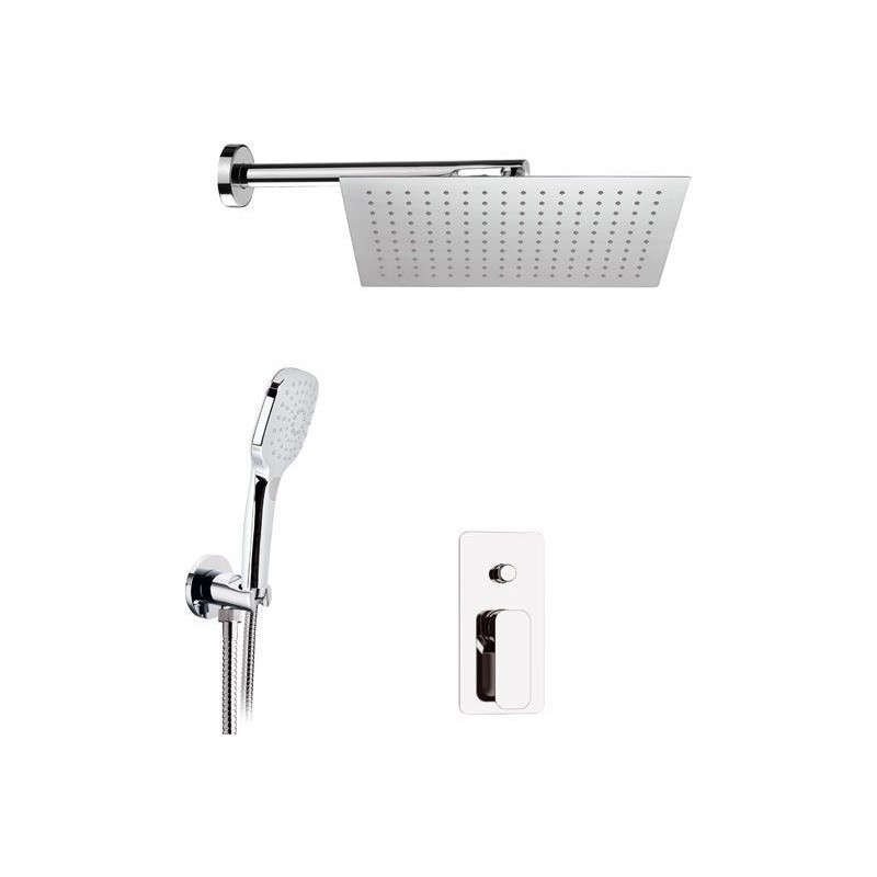 Set doccia con miscelatore, soffione quadro 20x20 e doccino - Serie Tiara Daniel Rubinetterie TA615ZB