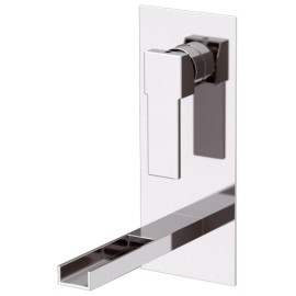Rubinetto ad incasso per lavabo con piastra cromata serie qubika cascata Remer QC14