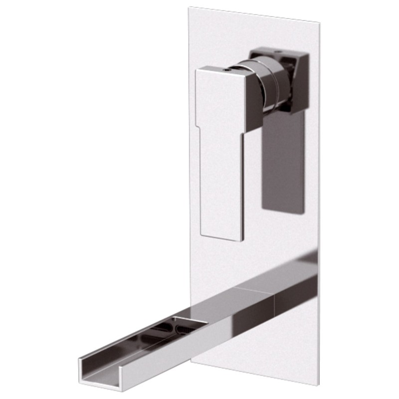Rubinetto ad incasso per lavabo con piastra cromata serie qubika cascata Remer QC14