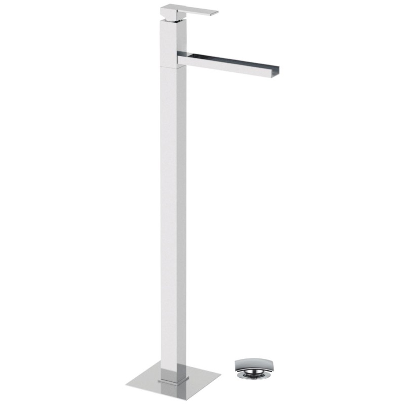 Miscelatore lavabo da pavimento con getto a cascata serie qubika Remer QC18