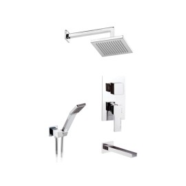 Set doccia con soffione, bocca incasso e miscelatore - serie qubika cascata Remer QC937S03