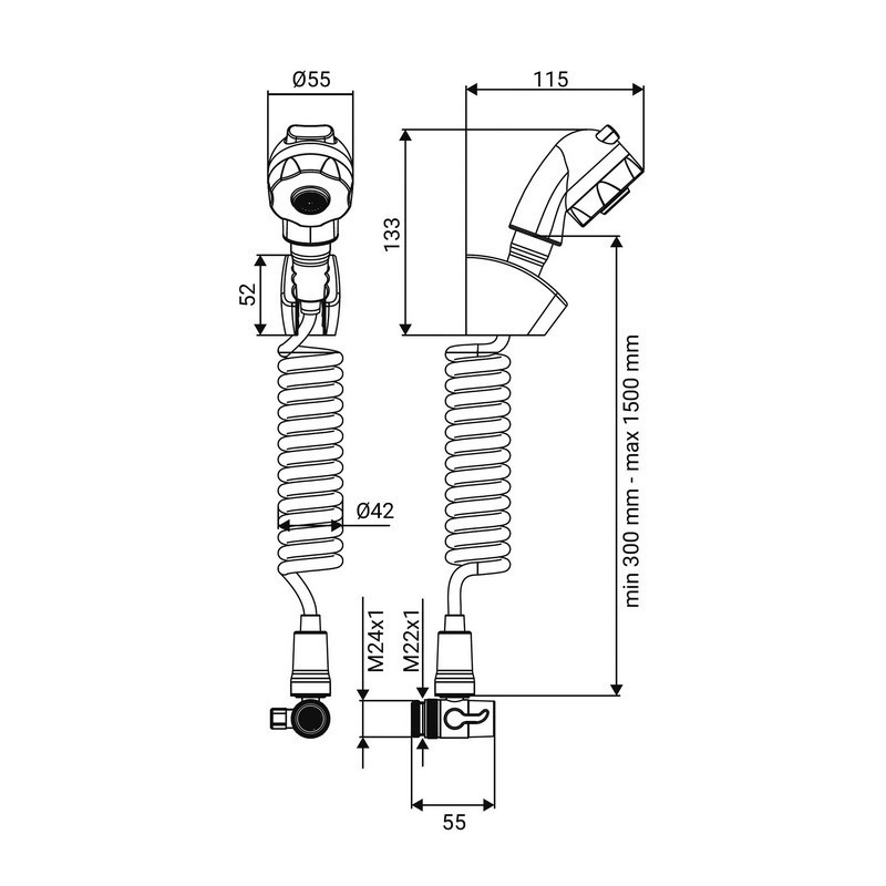 Doccetta per lavabo o bidet a 2 getti con deviatore e aeratore - Serie Smart Idrobric BLIDUP0074CR Doccetta per lavabo o bidet a 2 getti con deviatore e aeratore - Serie Smart Idrobric BLIDUP0074CR