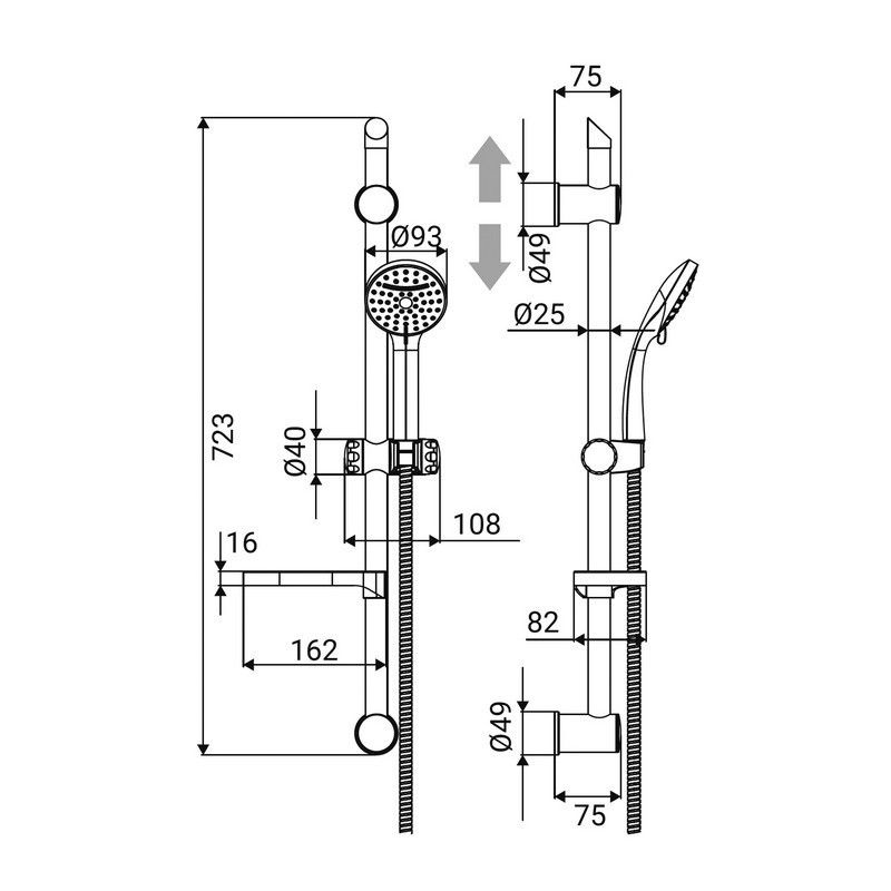 Saliscendi serie ninfea 2 funzioni cromato con portasapone Idrobric BLISAL0052CR