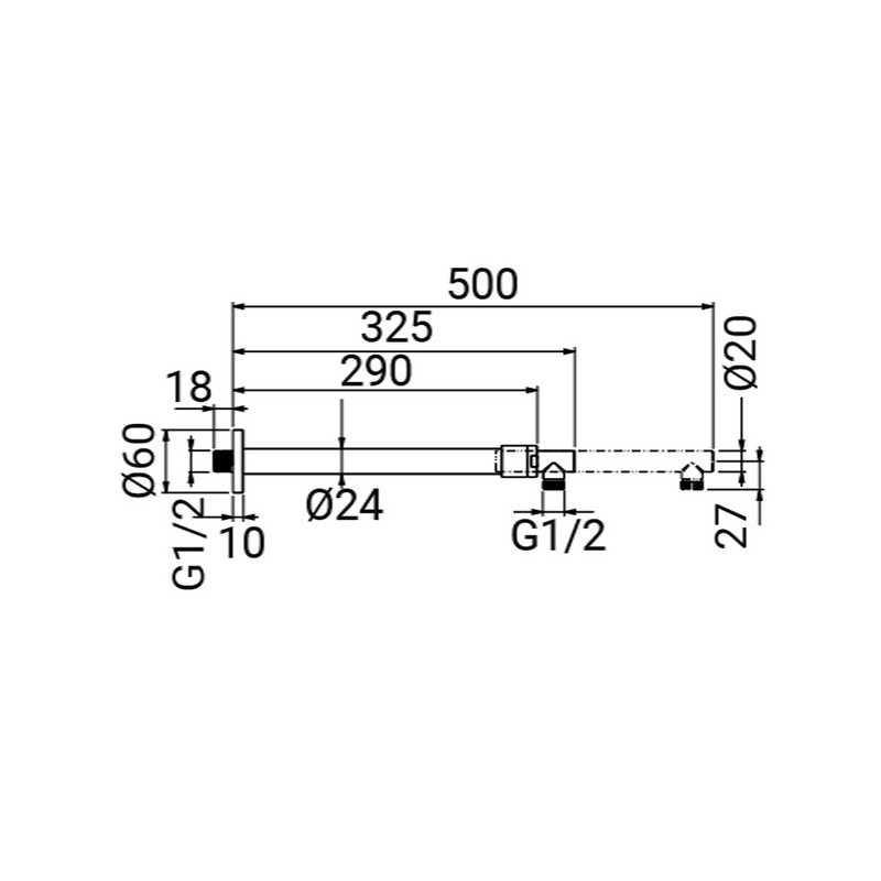 Braccio doccia in ottone estensibile da 35 a 50 cm Idrobric CARBRA0016CR