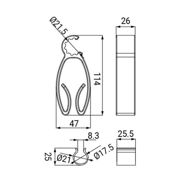 Gancio hook trasparente per aste o colonne doccia Idrobric CAVACC0113TR Gancio hook trasparente per aste o colonne doccia Idrobric CAVACC0113TR