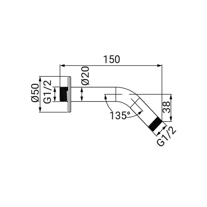 Braccio doccia 15 cm, cromato Idrobric F0177