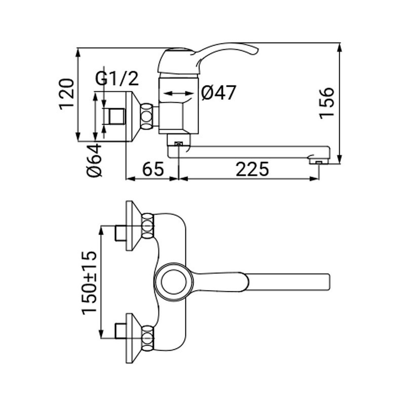 Rubinetto lavello parete serie distri vecchio ottone Idrobric J42136