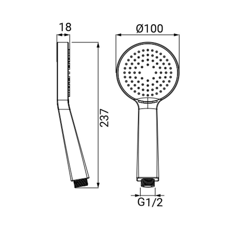 Doccia nera opaca a 1 getto con risparmio d'acqua - serie vogue Idrobric SAPDOC0233NE