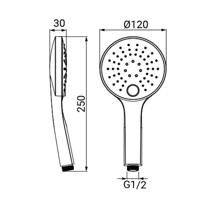 Doccino cromato a 3 getti con pulsante comando - serie koleos Idrobric SAPDOC0234CR