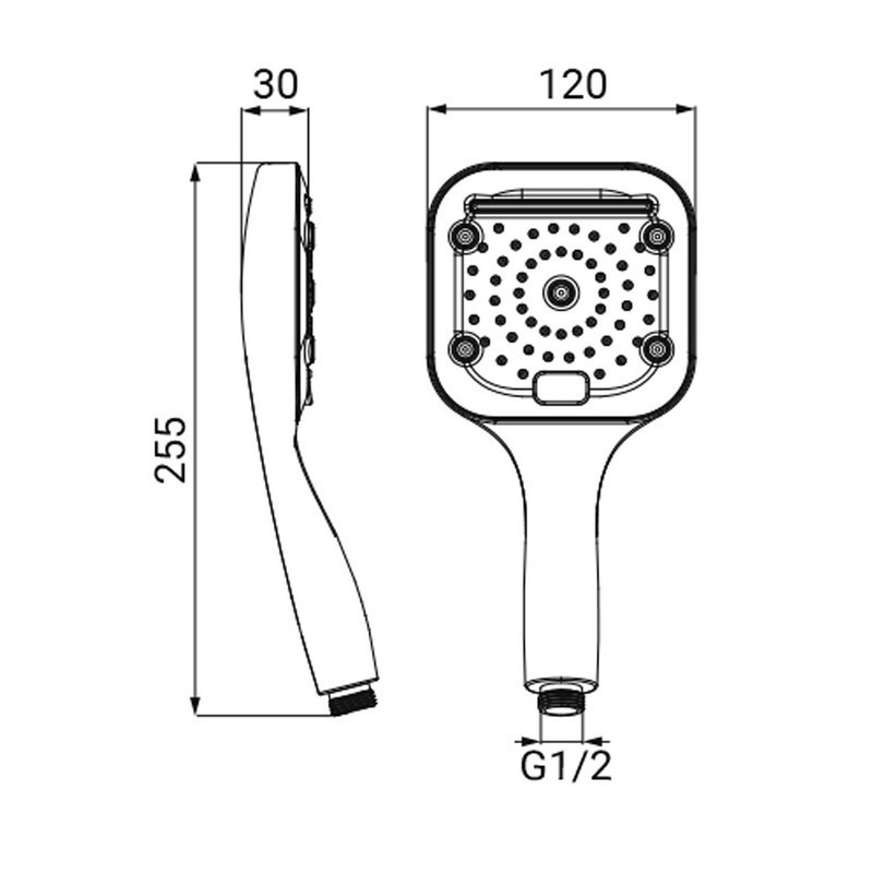 Doccetta quadra cromata a 3 funzioni con pulsante cambio getto - serie Victoria Idrobric SAPDOC0240CR