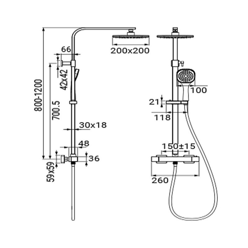 Colonna doccia serie laguna cromata con termostatico Idrobric SCACOL0145CR