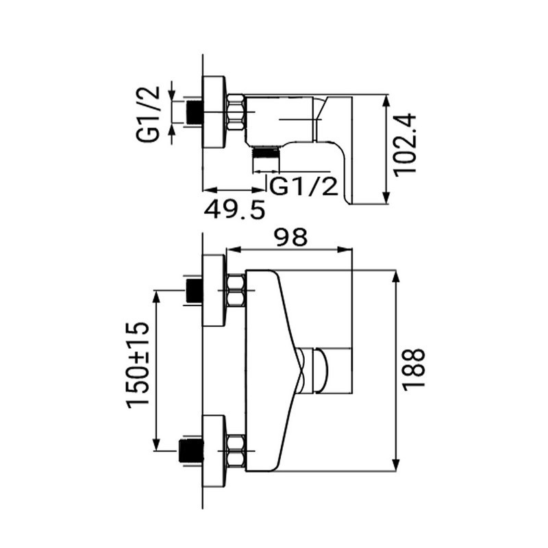 Rubinetto esterno doccia serie cloe, finitura cromata Idrobric SCARUB0903CR