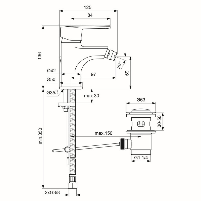 Rubinetto bidet Ideal Standard cromato - Serie Idealstream Ideal Standard SCARUB0983CR