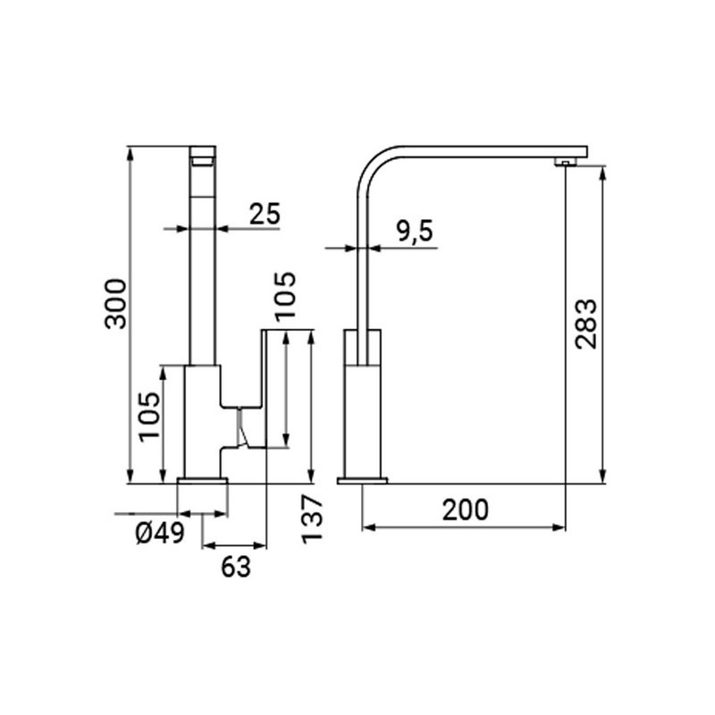 Miscelatore lavello bocca alta girevole cromato - Serie Elite Idrobric SCARUB1106CR
