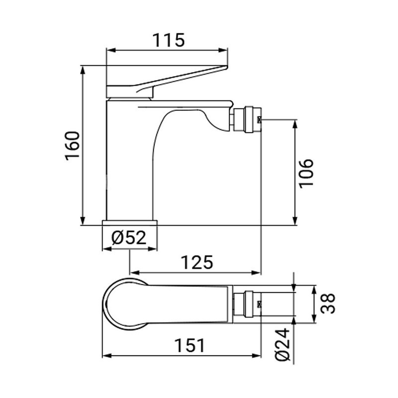 Miscelatore bidet cromato - Serie Surf Idrobric SCARUB1151CR