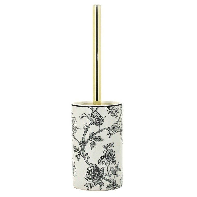 Portascopino in ceramica bianco con decori - serie Fiori Aquasanit QL3140WW