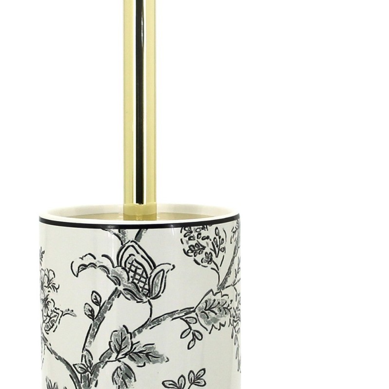 Portascopino in ceramica bianco con decori - serie Fiori Aquasanit QL3140WW