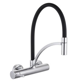 Miscelatore lavello a muro con bocca nera orientabile - Serie Madison Idrobric SCARUB1190CR