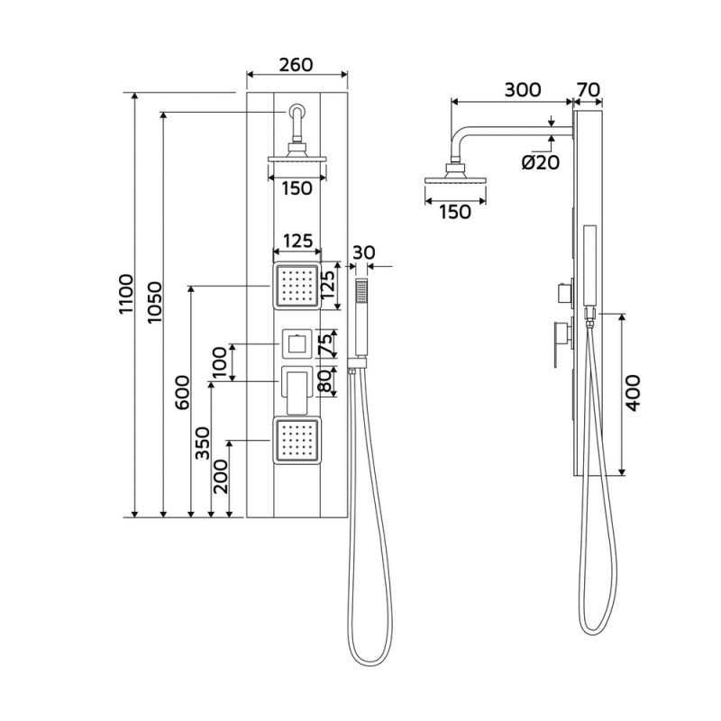 Pannello doccia ovale bianco - Serie Avana Idrobric SCACOL0179BI