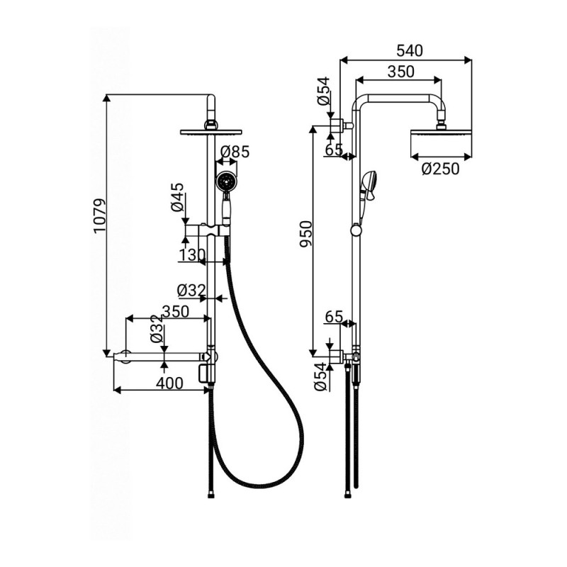Colonna doccia con maniglione di sicurezza - Serie Samos Idrobric SCACOL0177CR