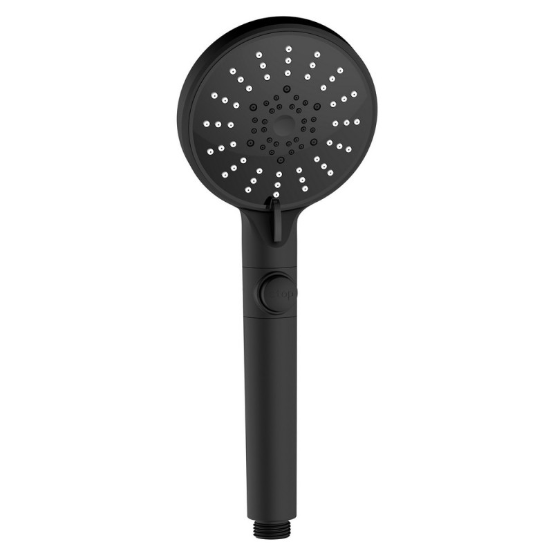Doccetta nera con pulsante getto stop e 5 getti - Serie Zeus Aquasanit SAPDOC0272NE
