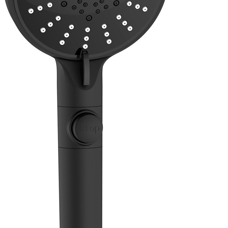 Doccetta nera con pulsante getto stop e 5 getti - Serie Zeus Aquasanit SAPDOC0272NE