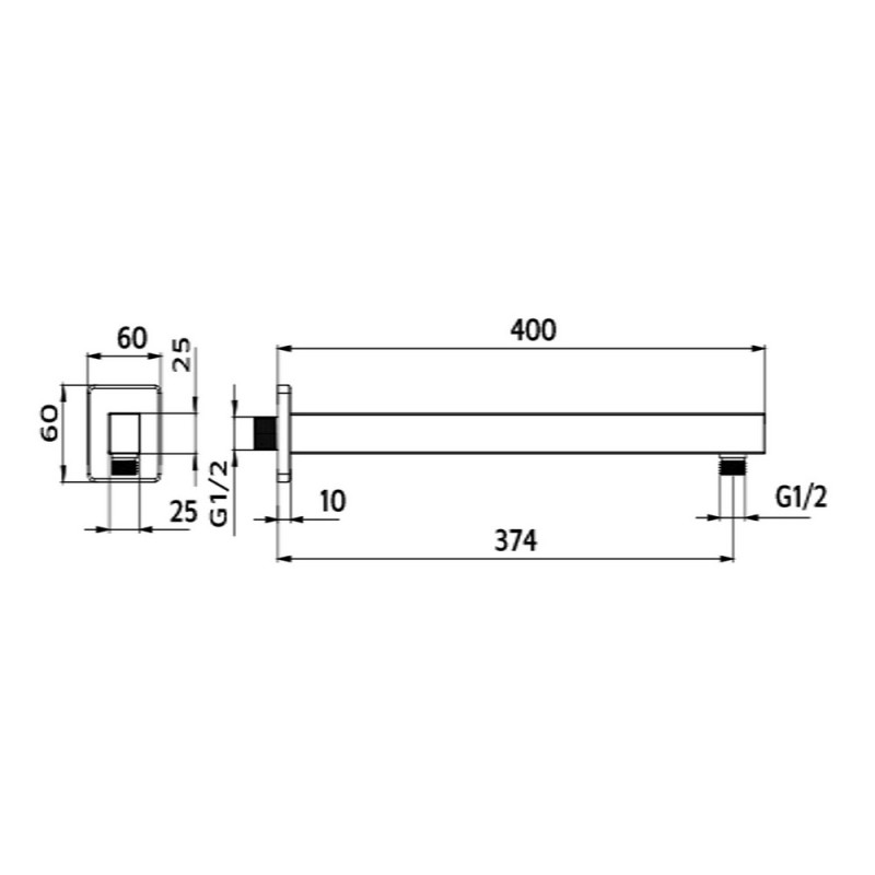 Braccio doccia a parete quadrato 40 cm Idrobric SAPBRA0028CR