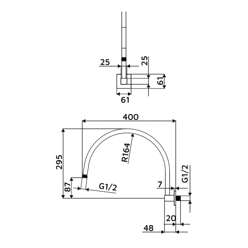 Braccio doccia orientabile quadrato 40 cm Idrobric SAPBRA0031CR
